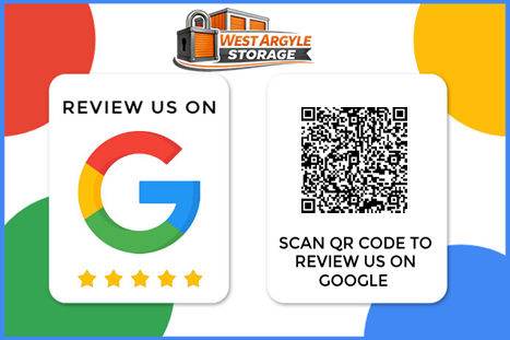 Scan the QR code to give West Argyle Storage a review on Google!